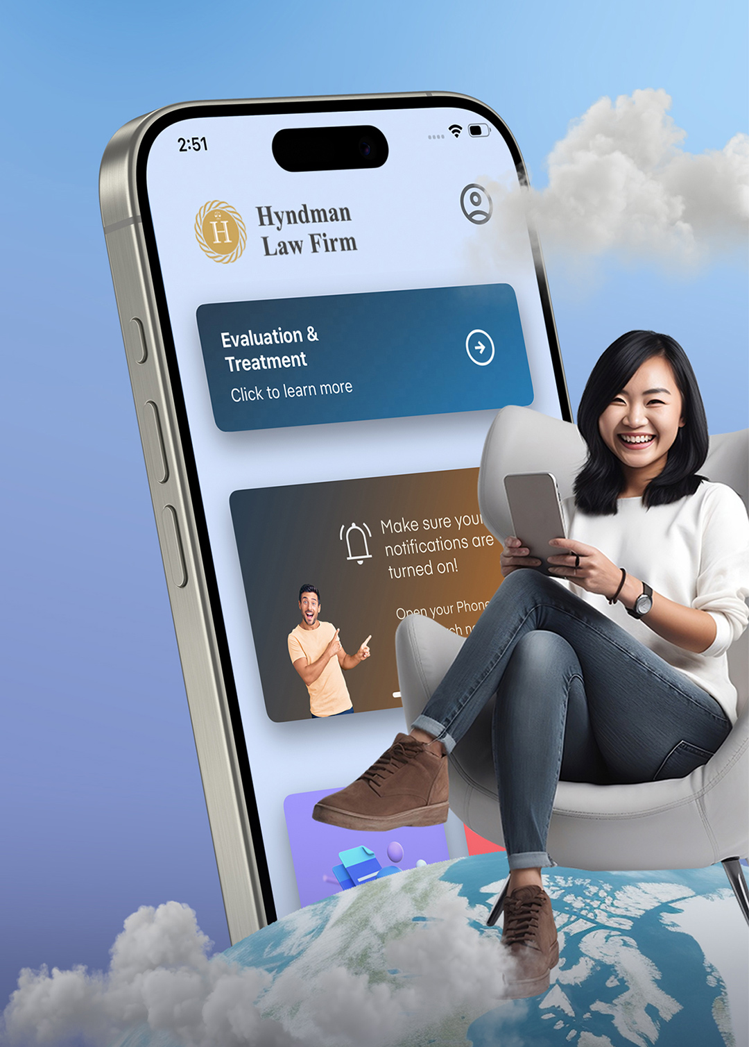 Hyndman Law Firm mobile app interface